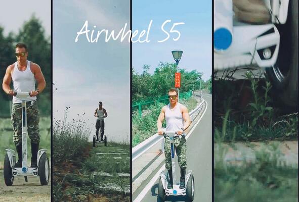 Airwheel S5 2 바퀴 전기 스쿠터 S5 rutted도 안정적으로 실행할 수 있게 하는 그것의 16 인치 대형 휠 허브에 대 한 눈 공을 잡는 다.